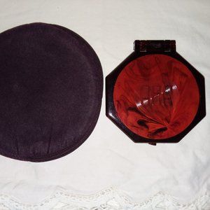Vintage 80s Lucite Compact Mirror with Zipper Case